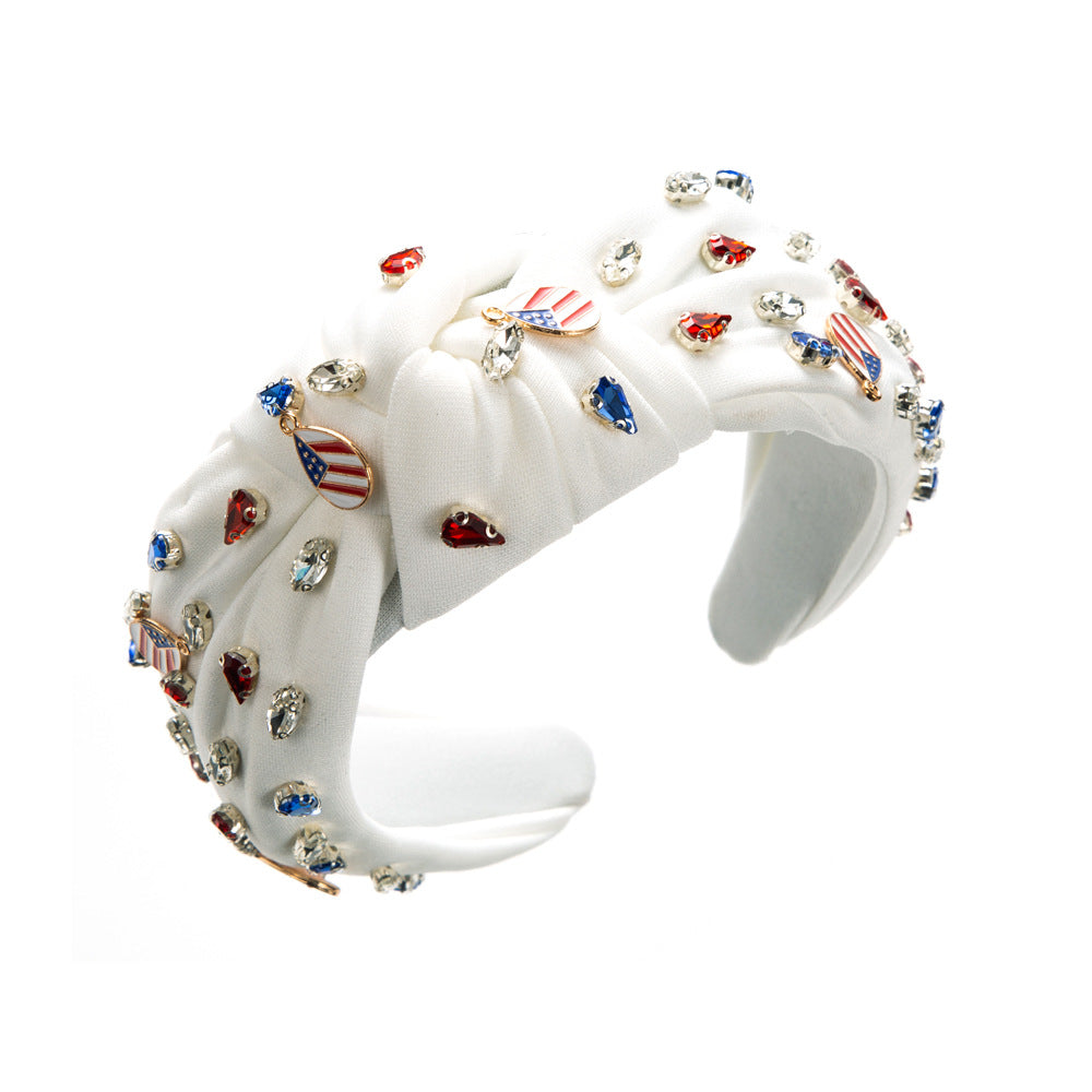 Wholesale Independence Day Wide Edge Knotted Fabric Headband